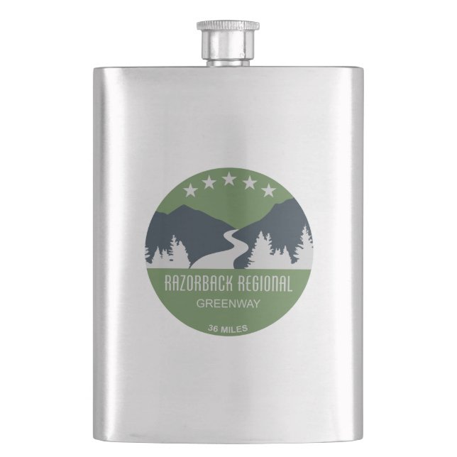 Razorback Regional Greenway Hip Flask (Front)