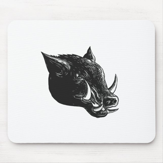 Razorback Wild Boar Scratchboard Mouse Mat (Front)