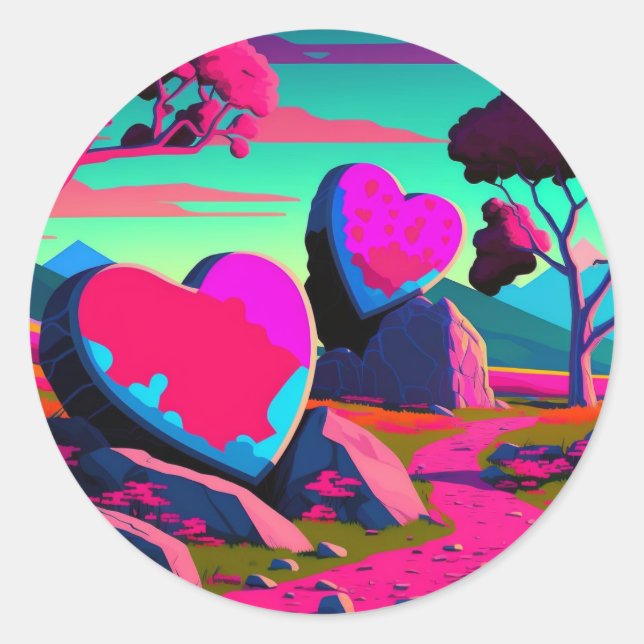 Raz's Hearts - Version 01 Classic Round Sticker (Front)