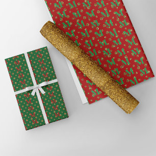 Razzle Dazzle Christmas Glitter Dots Monogram Wrapping Paper Sheet