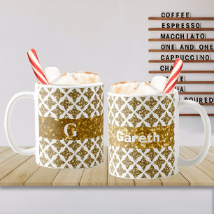 Razzle Dazzle Christmas Glittery Gold Stars Custom Coffee Mug