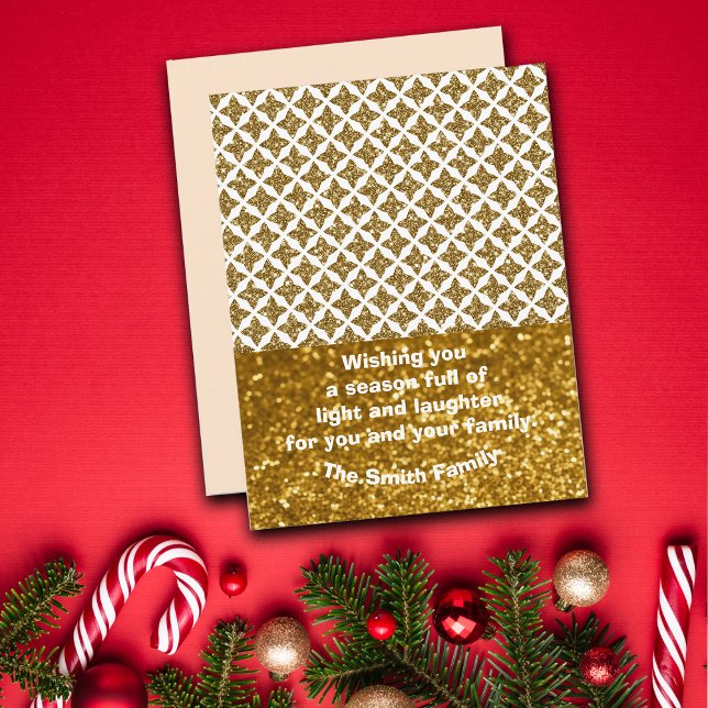 Razzle Dazzle Christmas Glittery Gold Stars Custom Holiday Card (Creator Uploaded)