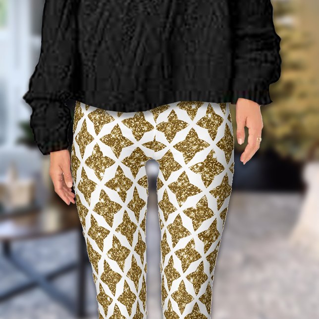 Razzle Dazzle Christmas Glittery Gold Stars Leggings (Creator Uploaded)
