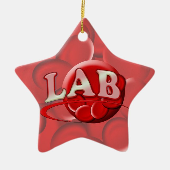 RBC LABORATORY LOGO RED BLOOD CELLS CERAMIC TREE DECORATION (Front)