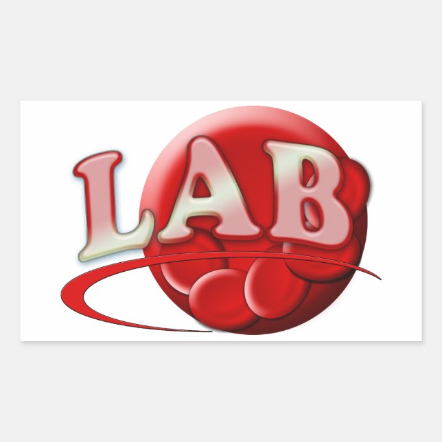 RBC LABORATORY LOGO RED BLOOD CELLS RECTANGULAR STICKER (Front)