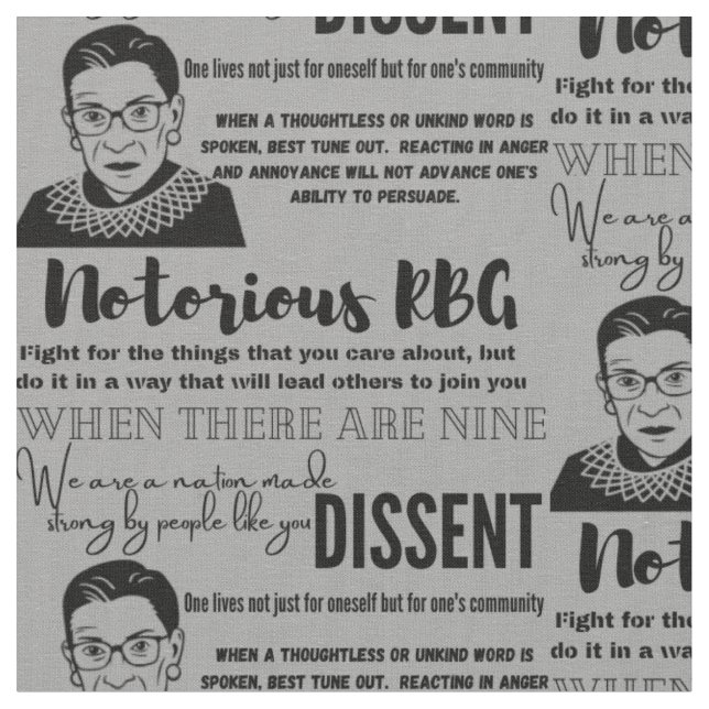 RBG and her quotes Fabric (Close Up)