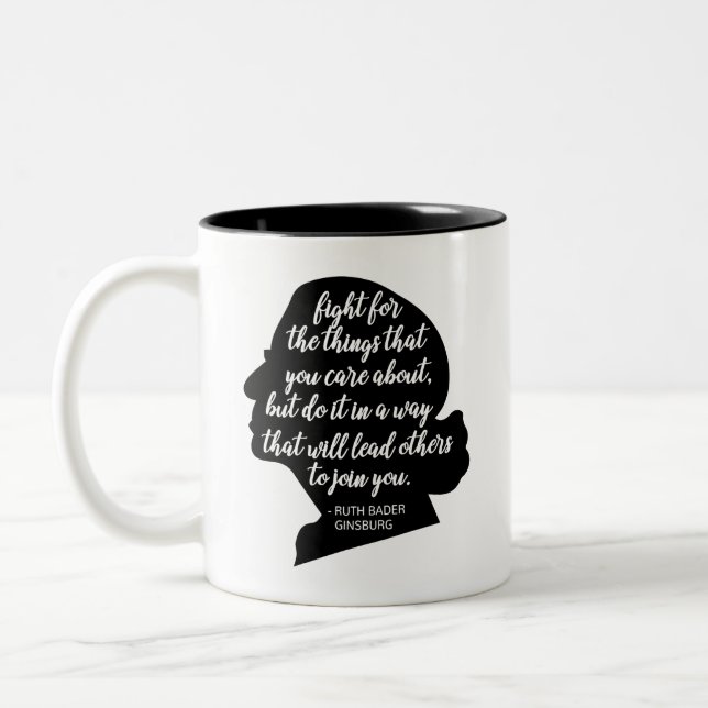RBG Mug,  Fight For The Things You Care About Two-Tone Coffee Mug (Left)