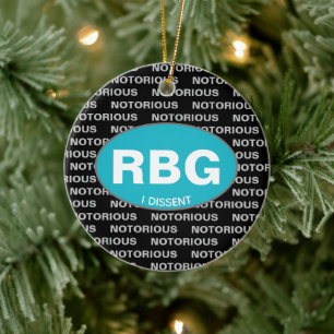 RBG Notorious I Dissent Custom Christmas Ceramic Tree Decoration