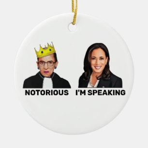 RBG Notorious Kamala Harris I'm Speaking Ceramic Tree Decoration