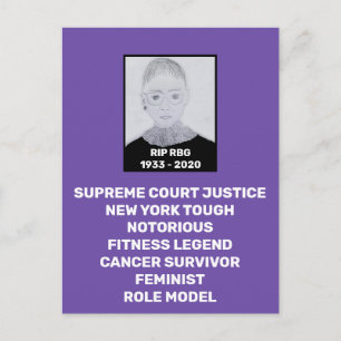 RBG RIP Ruth Bader Ginsburg Tribute Postcard