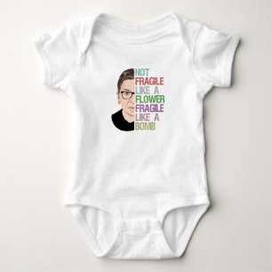 RBG Ruth Bader Ginsburg Fragile Like a Flower Baby Bodysuit