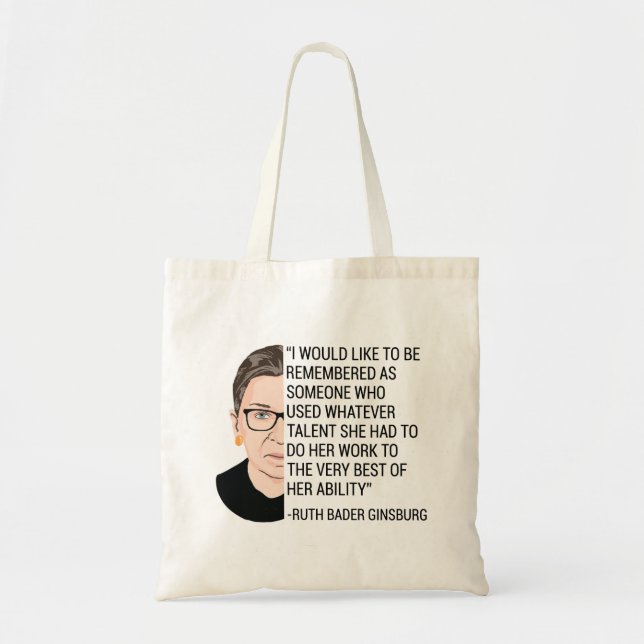 RBG Ruth Bader Ginsburg Tribute RIP Tote Bag (Front)