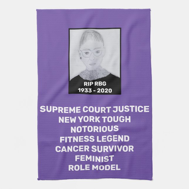 RBG Tribute NY Tough Purple Tea Towel (Vertical)