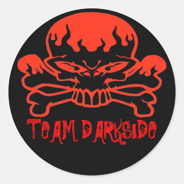 rbskull, TEAM DARKSIDE Classic Round Sticker (Front)
