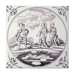 RBT02 Delft Biblical Manganese Red Ceramic Tile