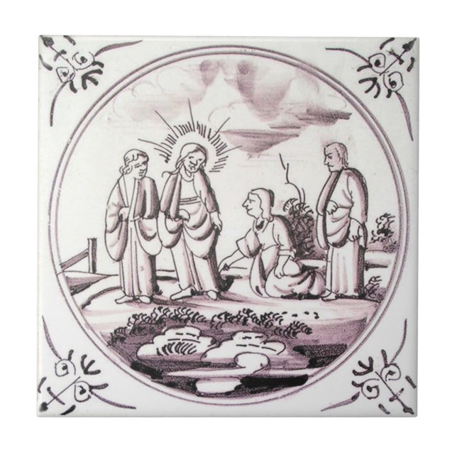 RBT05 Delft Biblical Manganese Red Ceramic Tile (Front)