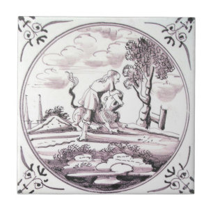 RBT08 Delft Biblical Manganese Red Ceramic Tile