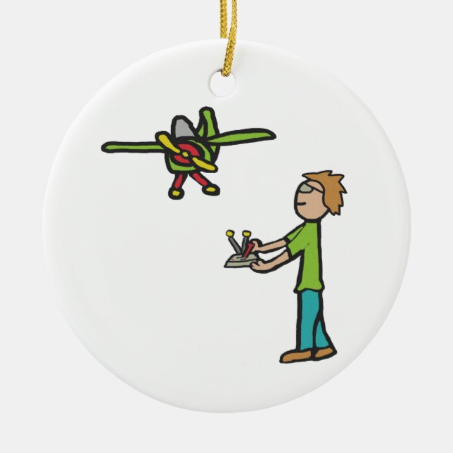 RC Model Airplane Flying Ceramic Tree Decoration (Front)