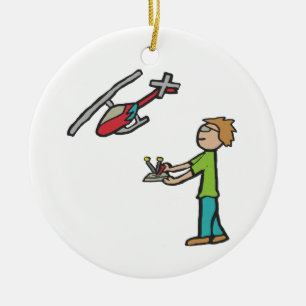 RC Model Helicopter Flying Ceramic Tree Decoration