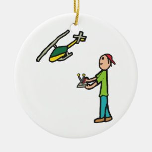 RC Model Helicopter Flying Ceramic Tree Decoration