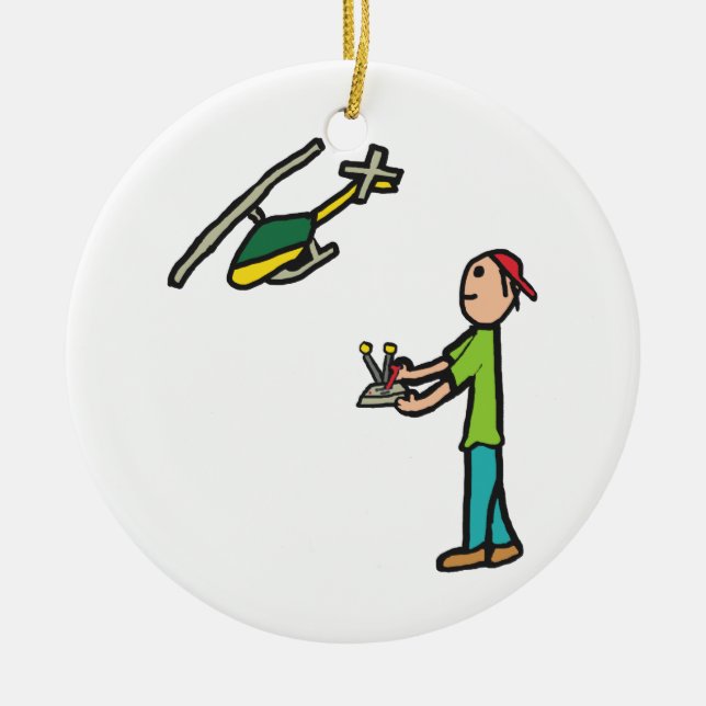 RC Model Helicopter Flying Ceramic Tree Decoration (Front)