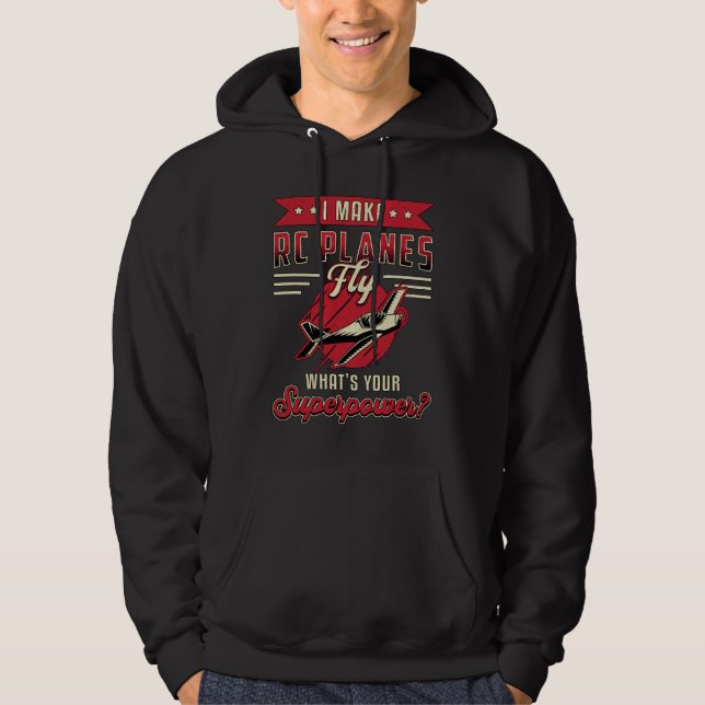 RC Plane Aeroplane Pilot Aircraft Funny RC Planes Hoodie (Front)