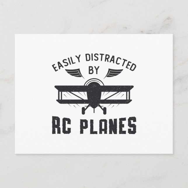 RC Plane Aircraft Easily Distracted By RC Plane Postcard (Front)