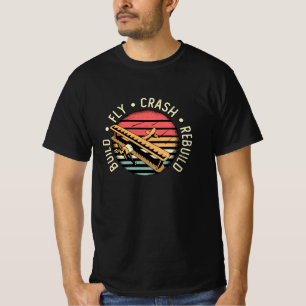 RC Plane Build Fly Crash Rebuild Pilot RC Planes T-Shirt