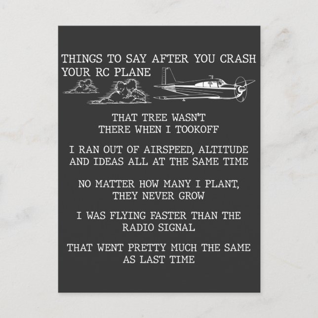 RC Plane Pilot Aviation Hobby Aeroplane lover Postcard (Front)