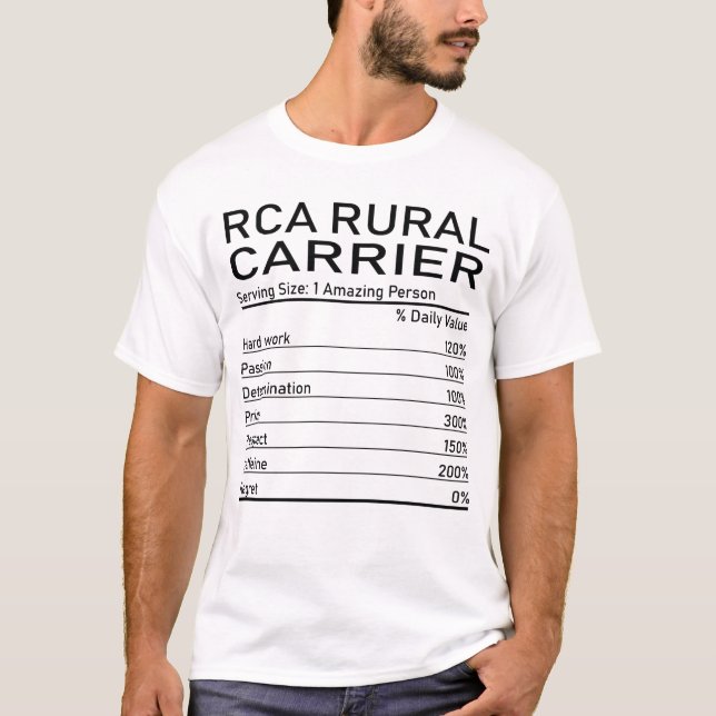 Rca Rural Carrier Amazing Person Nutrition Facts T-Shirt (Front)