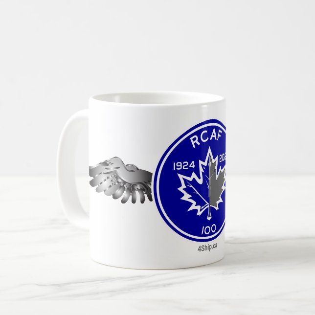 RCAF 100 Vintage Gray Logo Mug (Front Left)