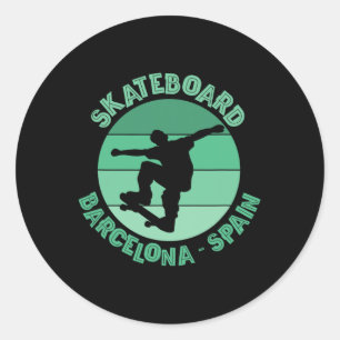 Rcelona Skateboarder Urn Skateboarding  Classic Round Sticker