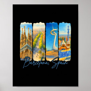 Rcelona Spain Traveling Trip Brushstroke Souvenir Poster