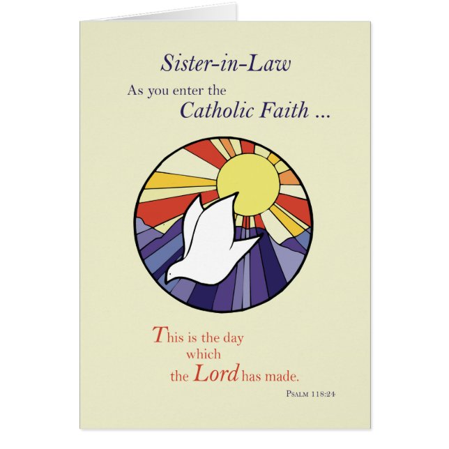 RCIA Dove Circle on Yellow, Sister-in-Law, Convert (Front)