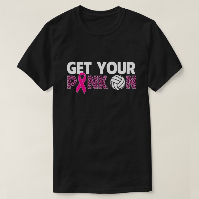 RD Breast Cancer Shirt, Volleyball Pink Ribbon Sur T-Shirt (Design Front)