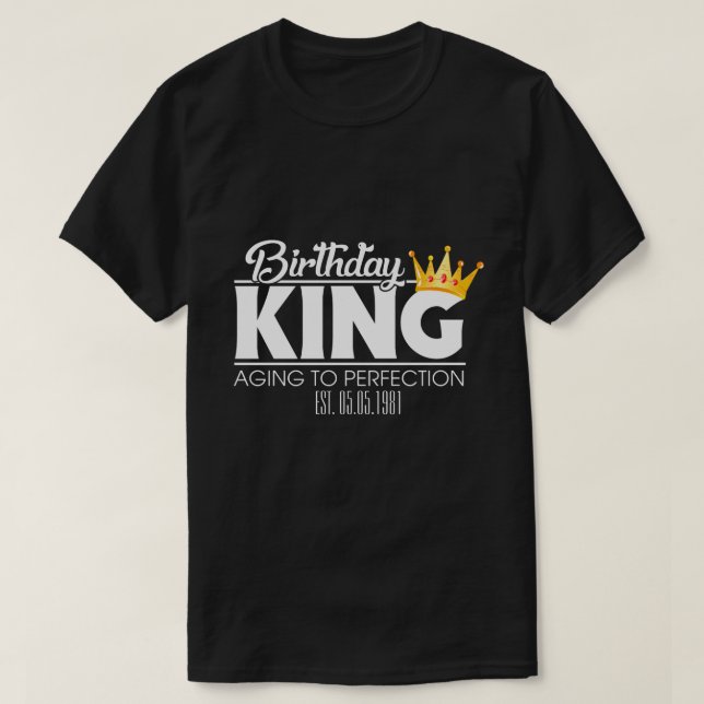 RD Personalised Birthday King, Matching Squad T-Shirt (Design Front)