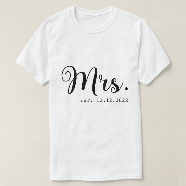 RD Personalised Mr and Mrs, Custom Wifey and Hubby T-Shirt (Design Front)