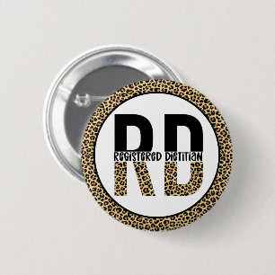 RD Registered Dietician Cheetah Print RD Gifts 6 Cm Round Badge