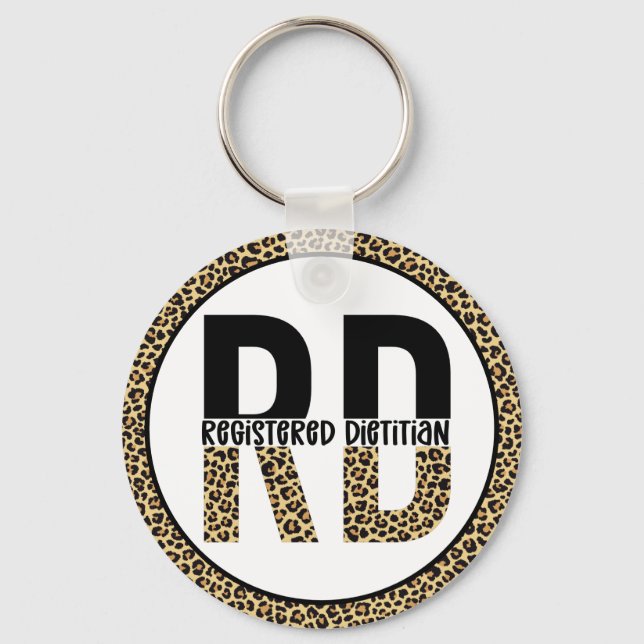 RD Registered Dietician Cheetah Print RD Gifts Key Ring (Front)