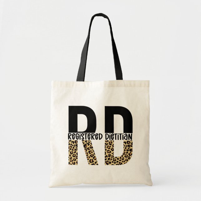 RD Registered Dietician Cheetah Print RD Gifts Tote Bag (Front)