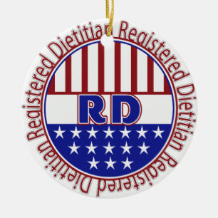 RD Registered Dietician PATRIOTIC LOGO Ceramic Tree Decoration