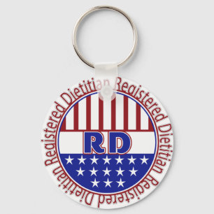 RD Registered Dietician PATRIOTIC LOGO Key Ring