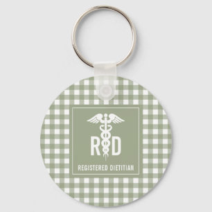 RD Registered Dietitian Plaid Pattern Key Ring