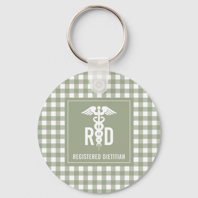 RD Registered Dietitian Plaid Pattern Key Ring (Front)