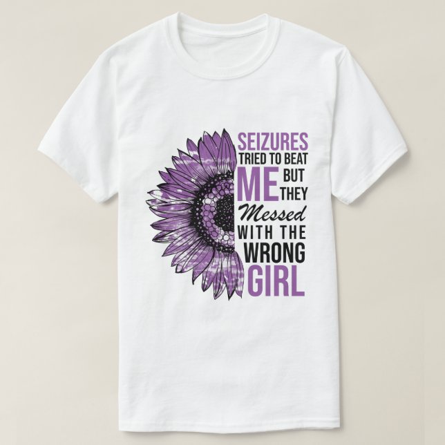 RD Seizures Tried To Beat Me, Epilepsy Awareness T-Shirt (Design Front)