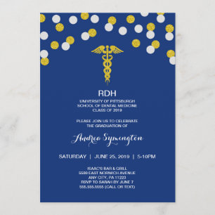 RDH graduation ceremony or party, gold navy Invitation