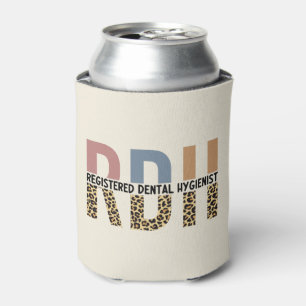 RDH Registered Dental Hygienist Leopard Typography Can Cooler