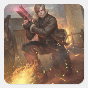 RE4 Leon in the Village Square Sticker