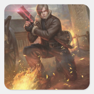 RE4 Leon in the Village Square Sticker