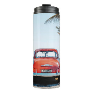 Re beetle beside coconut trees thermal tumbler
